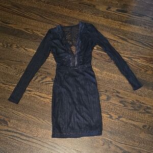 Lace Black Long Sleeve Dress W/ Back Cut Out